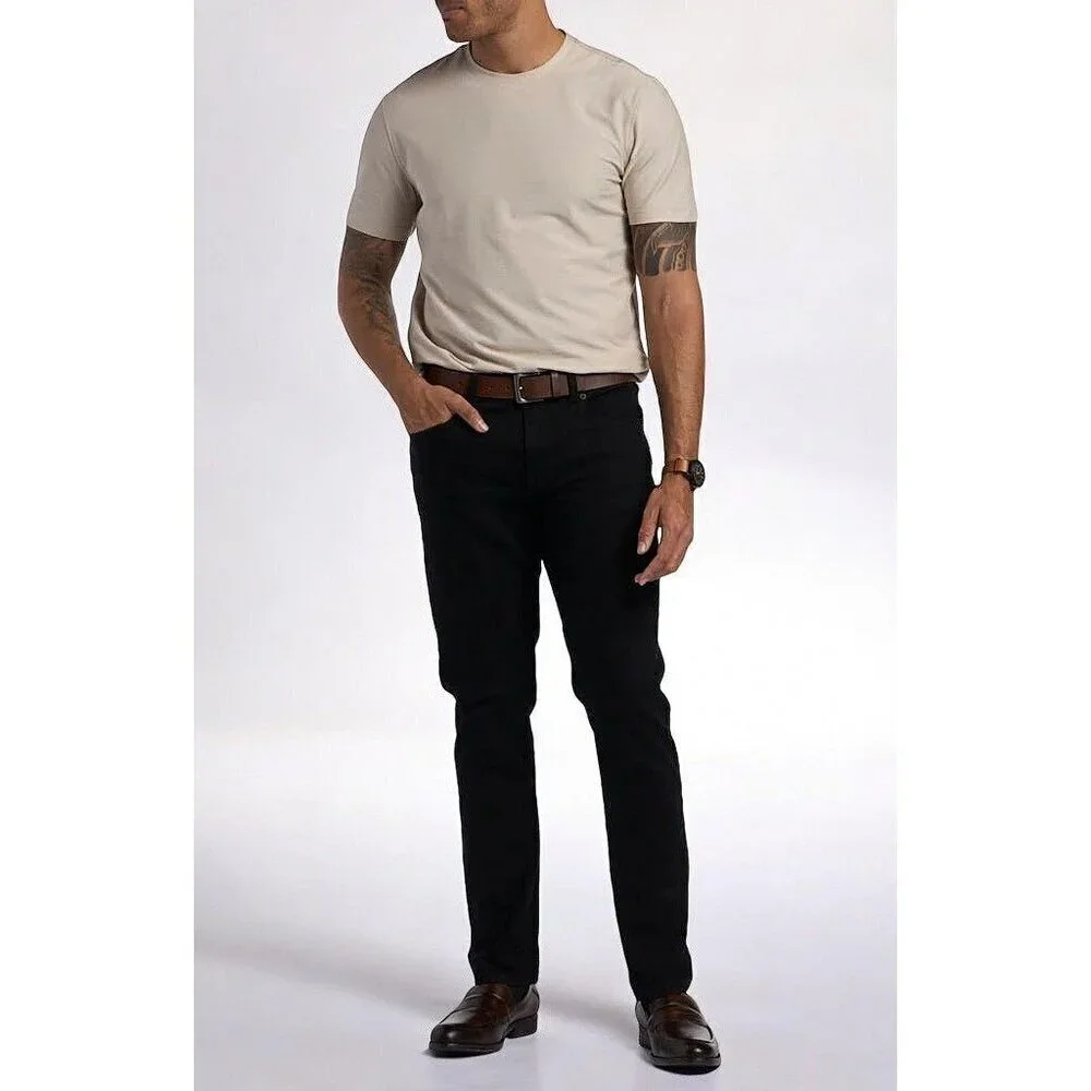 DKNY Mens Jet Black Bedford Stretch Slim Fit Denim 5 Pocket Jeans NEW 36 X 34